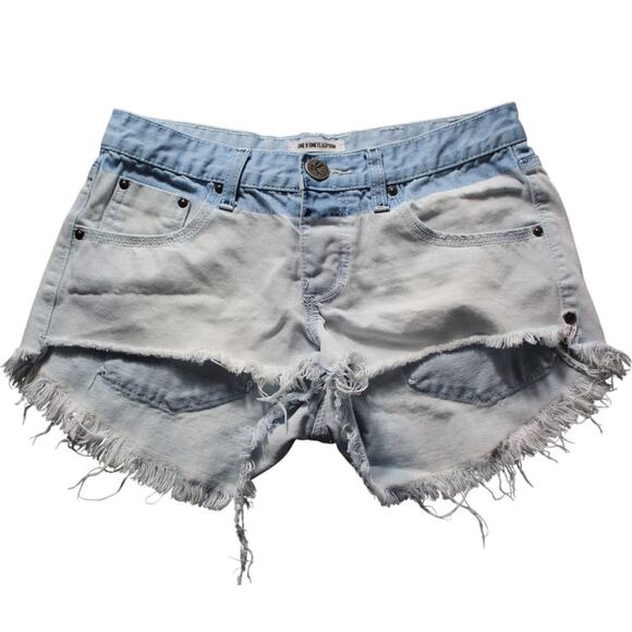 One X Oneteaspoon denim cut off shorts distressed dip dye light wash Revolve 26 - Picture 1 of 12